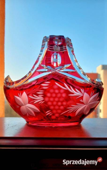 Piękny koszyk kryształowy PRL Wrocław