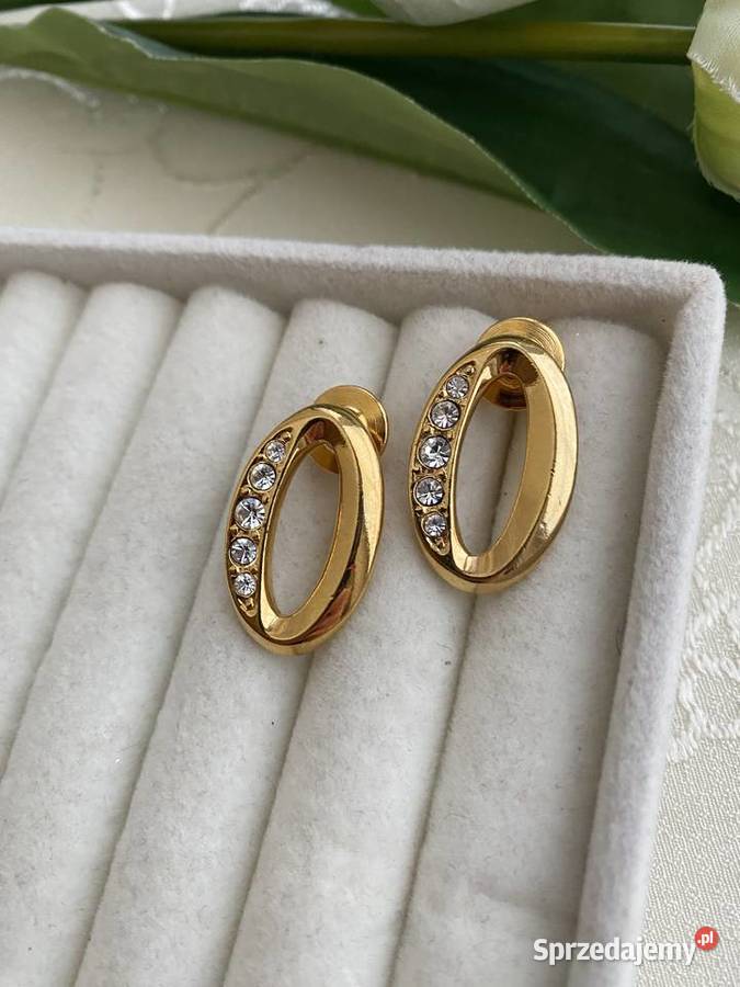 kolczyki złota tonacja kryształki wieczorowe Łódź