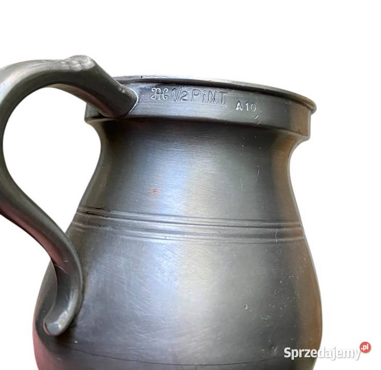 Stary cynowy kufel 12 pinta z oznaczeniami mazowieckie Warszawa