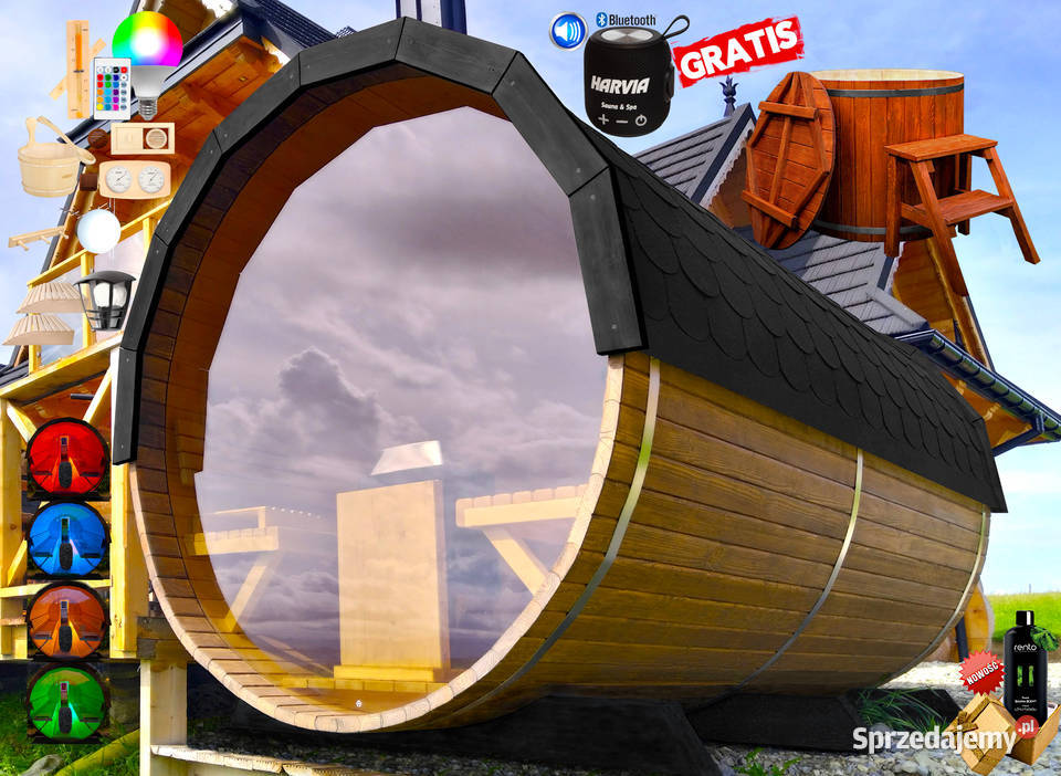 SAUNA Ogrodowa 300 OKNO 100 PRZEBIERALNIA Beczka sprzedam