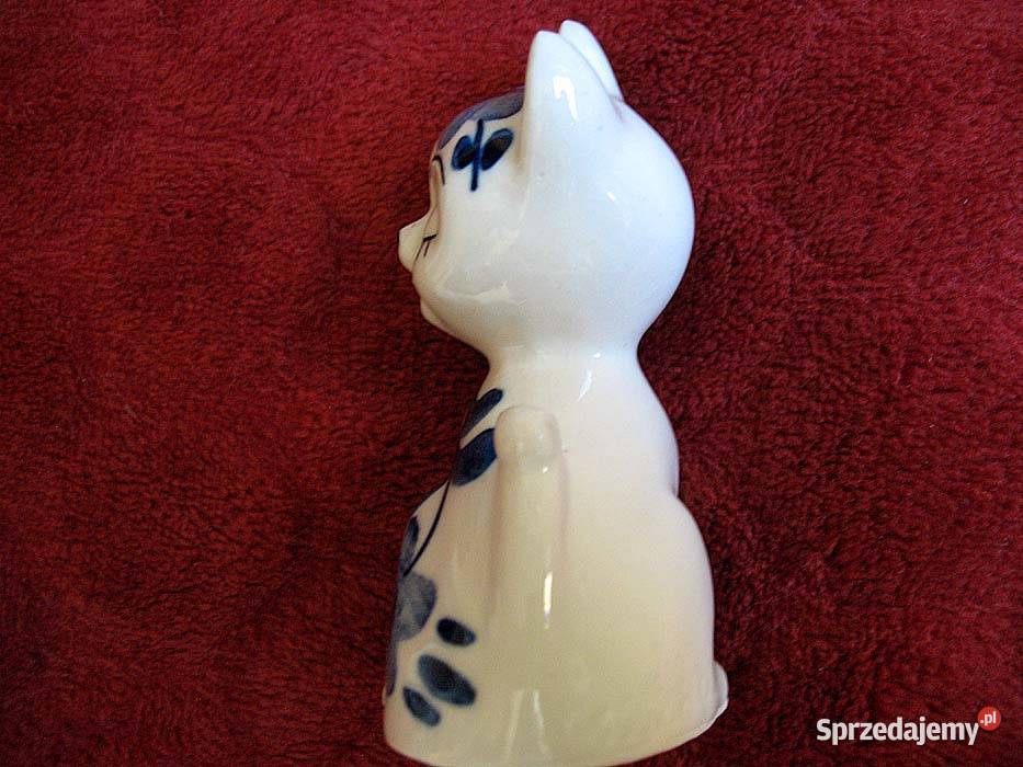 Kot koteczka ręcznie malowana porcelana 8x4 x4 mazowieckie Siedlce