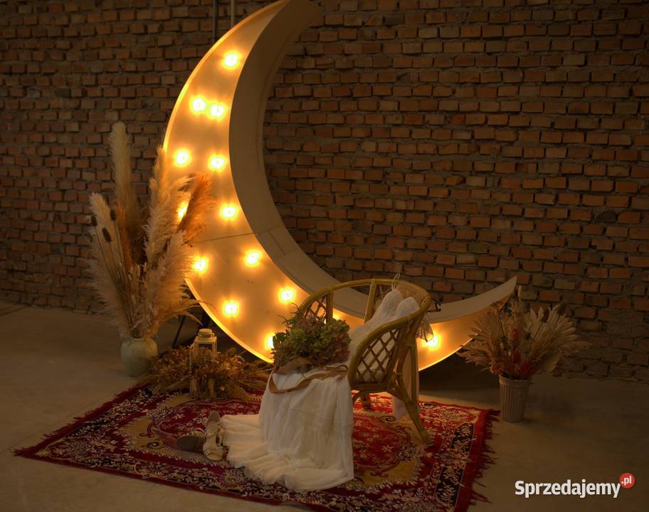 Księżyc podświetlany Boho Rustykalny