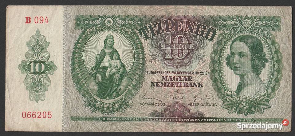Węgry 10 pengo 1936 Łódź