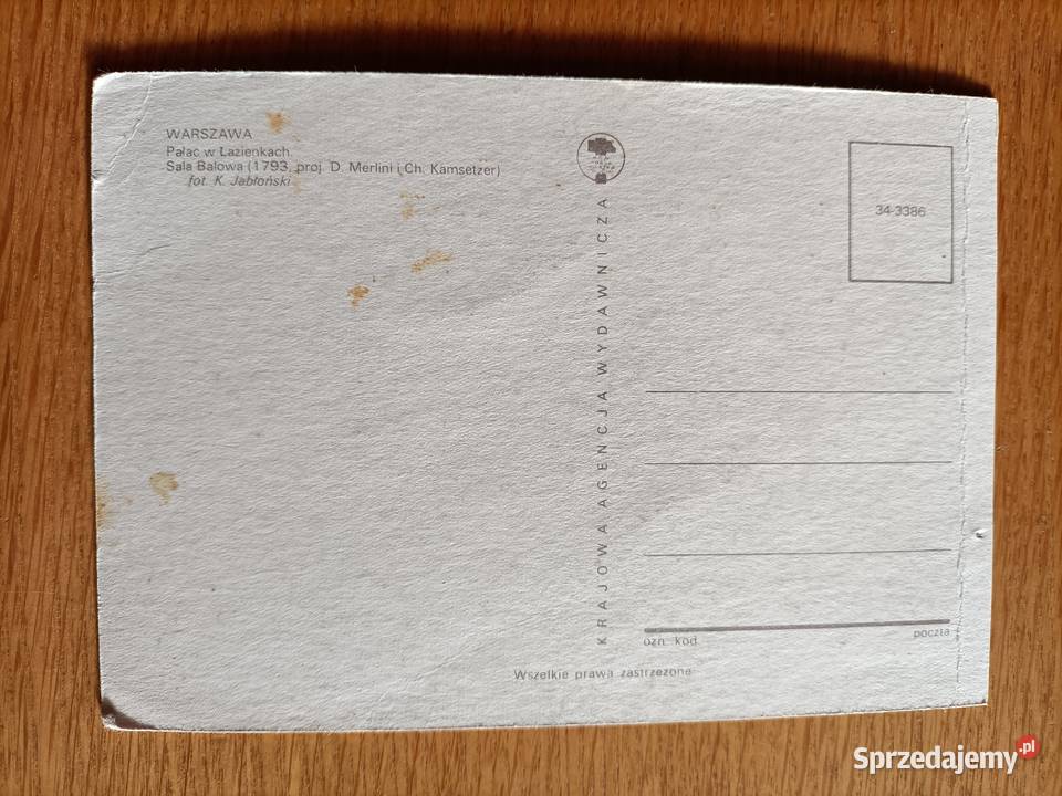 WARSZAWA SALA BALOWA W PAŁACU W ŁAZIENKACH Piszczac