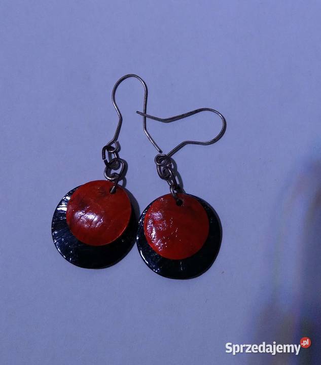 Czerwono czarne kolczyki masa perłowa wysyłka mazowieckie Warszawa