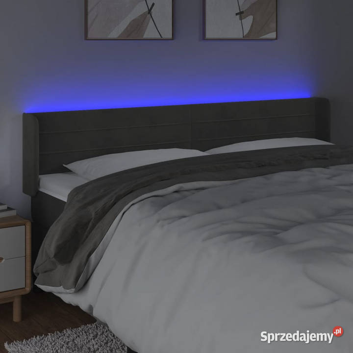 Zagłówek do łóżka z LED ciemnoszary 163x16x7888 Warszawa