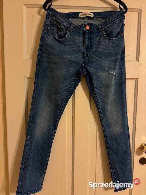 Spodnie męskie jeansy 44 granatowe Retro Brand Rozmiar L Częstochowa sprzedam