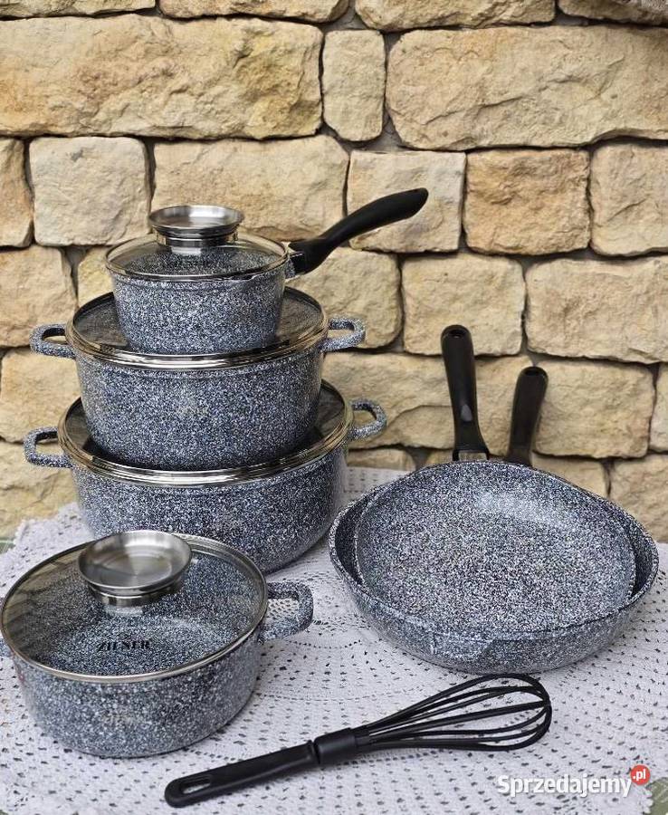 369 Zestaw garnków Zilner marmurkowe szare 15 Zabrze