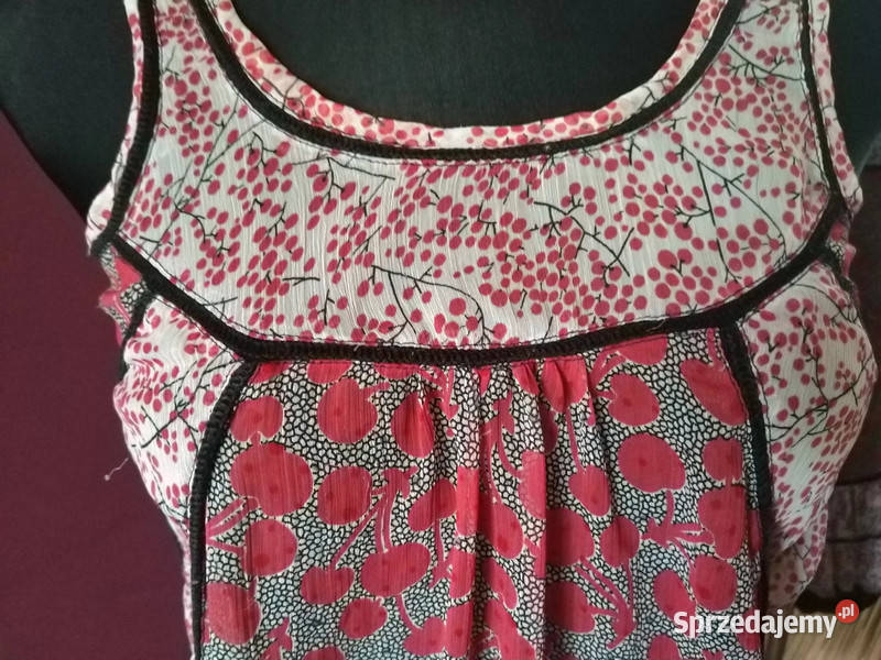 Bluzka tunika mgiełka w wiśnie pin up boho retro Inny wzór Krosno