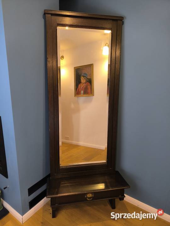 Piękne drewniane lustro konsola z kryształowym Łódź