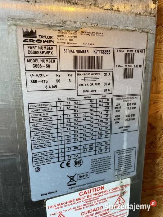 Maszyna Do Lodów Taylor C60658 Podskarbice Szlacheckie