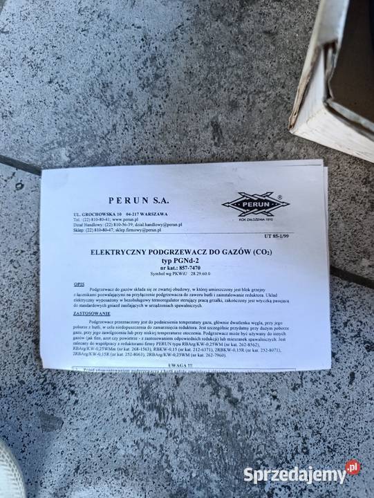 Elektryczny podgrzewacz gazu CO2 tlen argon Czarny Las sprzedam