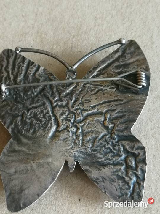 Srebrna broszka motyl WARMET CEPELIA punca KK Broszki Szczecin