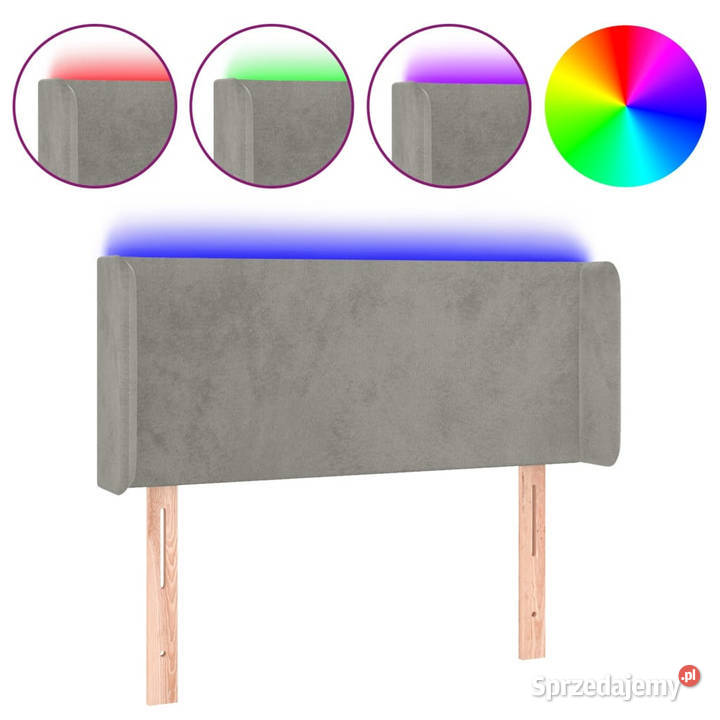 Zagłówek do łóżka z LED jasnoszary 83x16x7888 Ramy i stelaże Warszawa