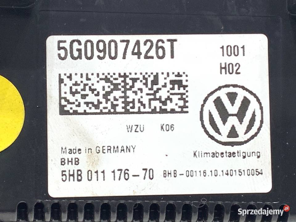 PANEL STEROWANIA NAWIEWU VW PASSAT B8 5G0907426T