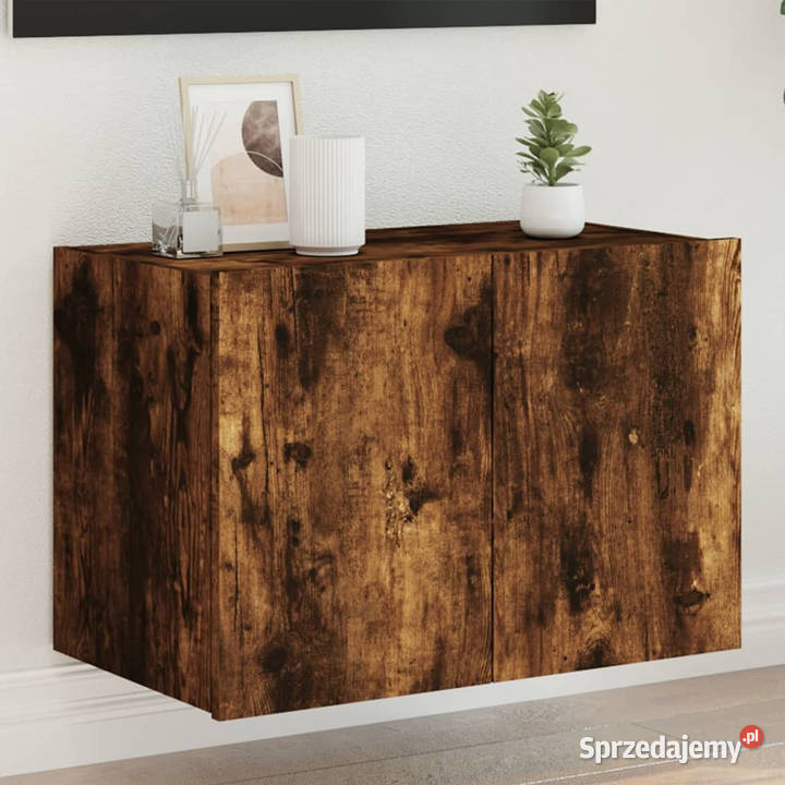 Ścienna szafka TV z LED przydymiony dąb 60x35x41 RTV mazowieckie Warszawa
