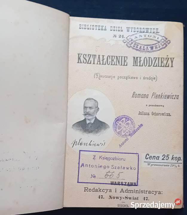 Roman Plenkiewicz Kształcenie młodzieży 1898 r