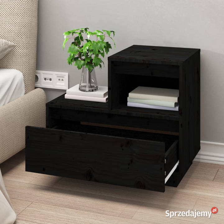 Szafki nocne 2 czarne 60x34x51 lite drewno Warszawa