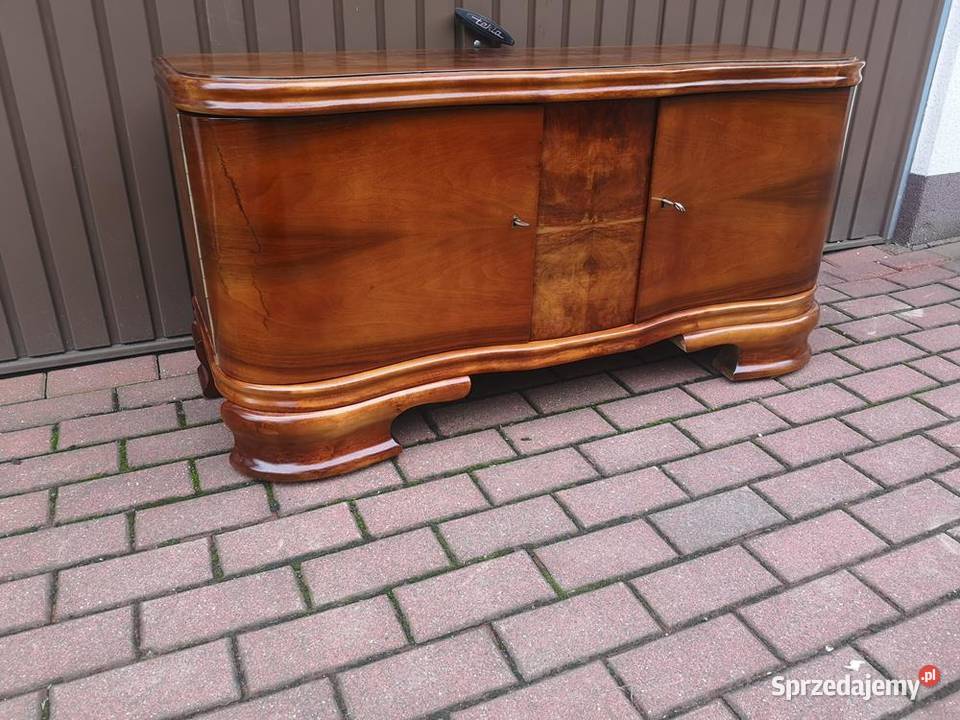 Komoda Szafka RTV ARTDECO Orzech Niska Stara Meble Antyki, Sztuka, Kolekcje Swarzędz