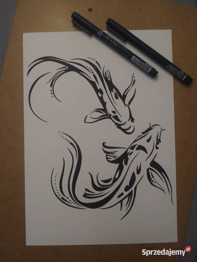 Rysunek ryby cienkopis blok tech A4 250 gm2 mazowieckie