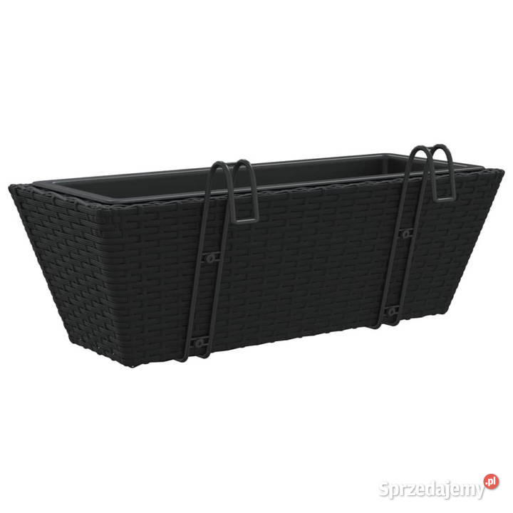 Donice z haczykami 2 czarne polirattan WM366398 sprzedam