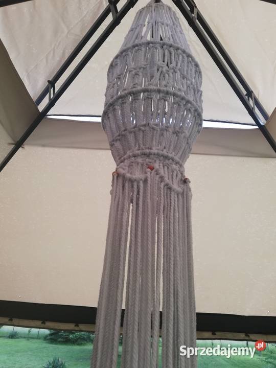 Białoszary lampion wiszący lampa abażur makrama Oświetlenie małopolskie Kraków