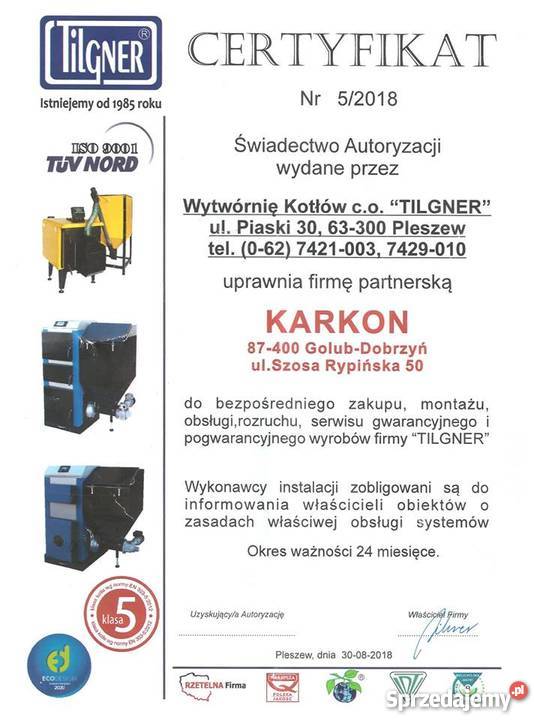 Kocioł Tilgner ECO EKR 5 klasa ekogroszek 75 kW stal Golub-Dobrzyń sprzedam