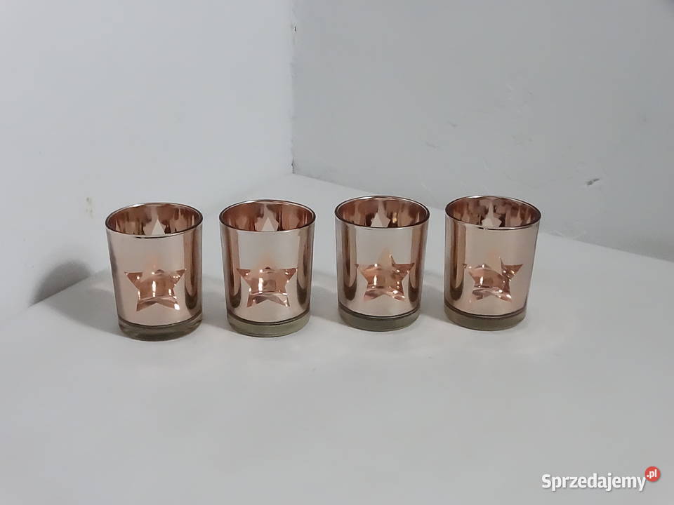 Komplet 4 świeczników Rose Gold z wyciętą Biłgoraj