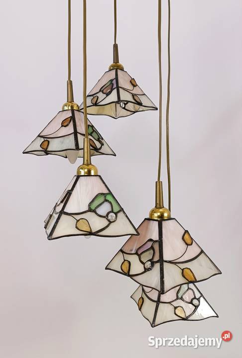Witrażowa lampa kaskadowa Honsel lata 70 Zielona Góra sprzedam