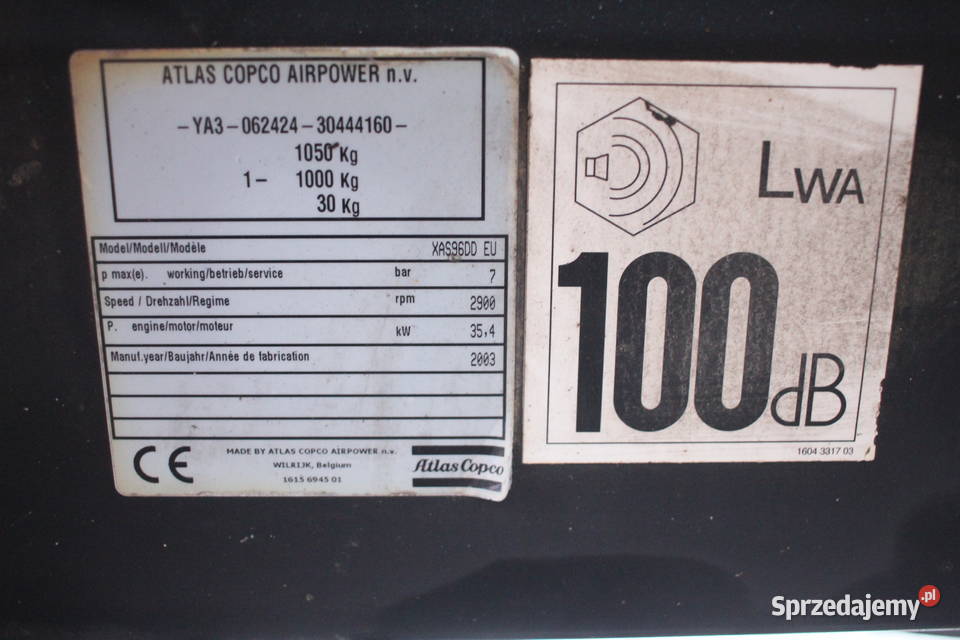 Kompresor śrubowy Atlas Copco XAS 96 DD Pszczyna