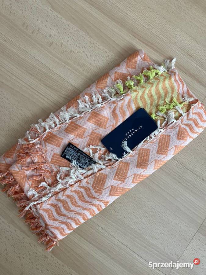Chusta szal paero bawełna pomarańczowy ze wzorem Gdańsk