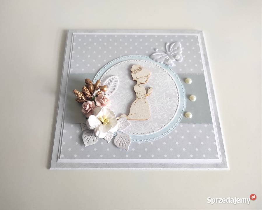 Kartka ręcznie robiona Komunia Święta handmade Rękodzieło Łódź