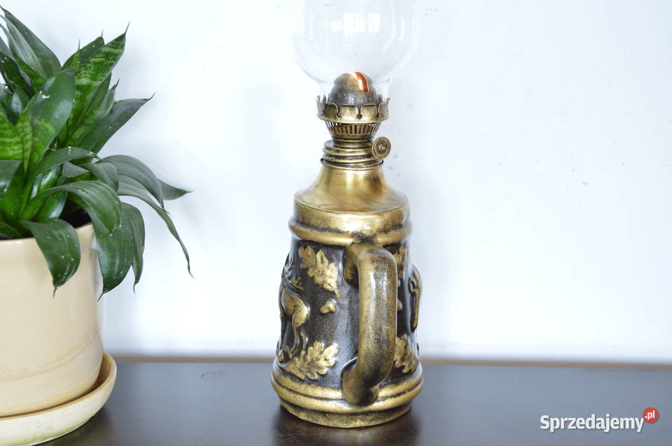 lampa naftowa ceramiczna stojąca stara Jastrzębie-Zdrój