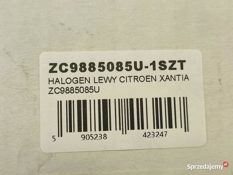 LAMPA HALOGEN LEWY CITROEN XANTIA 1993