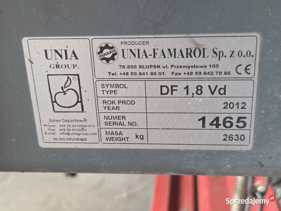 Prasa Unia famarol 18 Vd łańcuchowo walcowa Rolujące (belujące) Rokitno