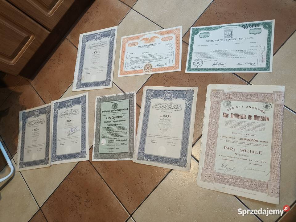 Sprzedam akcje 8sztuk papiery wartościowe Bytom