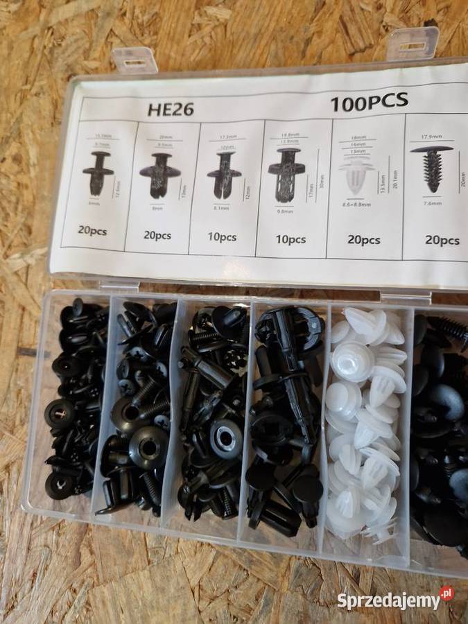 ZESTAW SPINEK SAMOCHODOWYCH KOŁKÓW KLIPSÓW 100 Głogowa