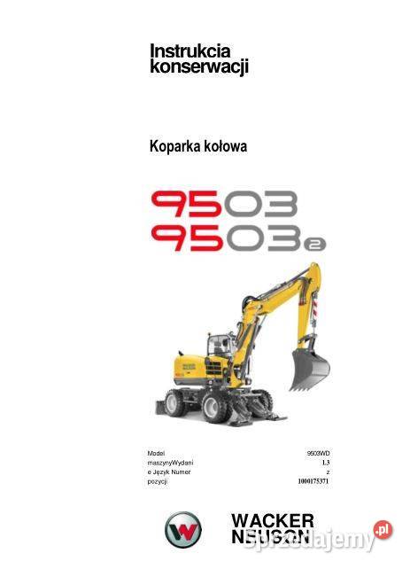 Wacker 9503 95032 instrukcja naprawy motoryzacja, transport sprzedam