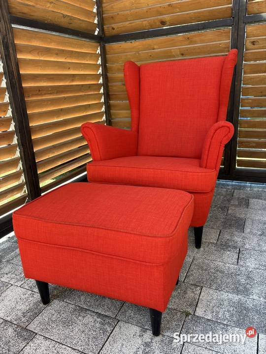 Fotel Uszak Ikea z podnóżkiem Poddębice
