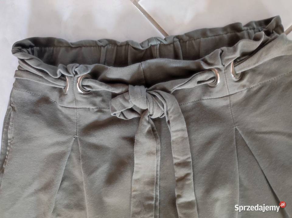 spodnie z wysokim stanem khaki casual bawełniane Kielce