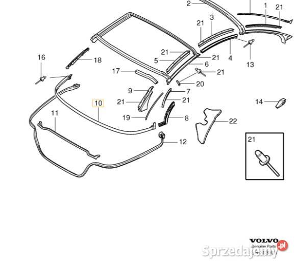 VOLVO C70 dolna uszczelka skladanego dachu tyl