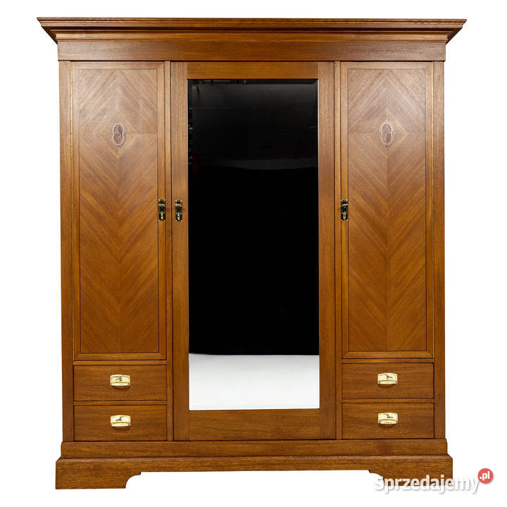 Secesyjna szafa trzydrzwiowa duża stara antyk Meble wielkopolskie Swarzędz
