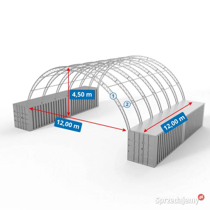 Zadaszenie kontenerowe wzmocnione 12x12m PVC Wrocław