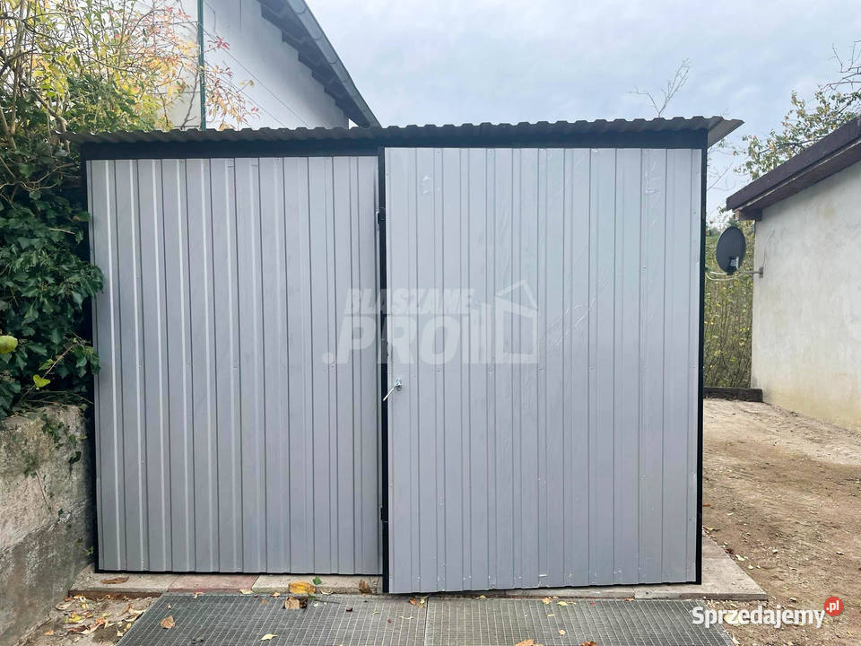 Garaz blaszany 3x5 Brama dwuskrzydłowa szary Zakopane