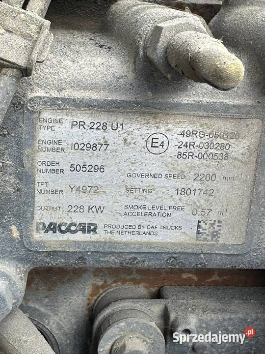 Silnik daf 105 cf euro 5 paccar przebieg 615 ciężarowe Zadzim sprzedam