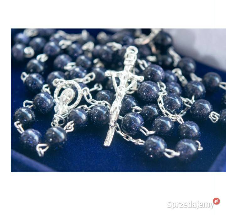 Różaniec srebny z kamieniami Noc Kairu małopolskie
