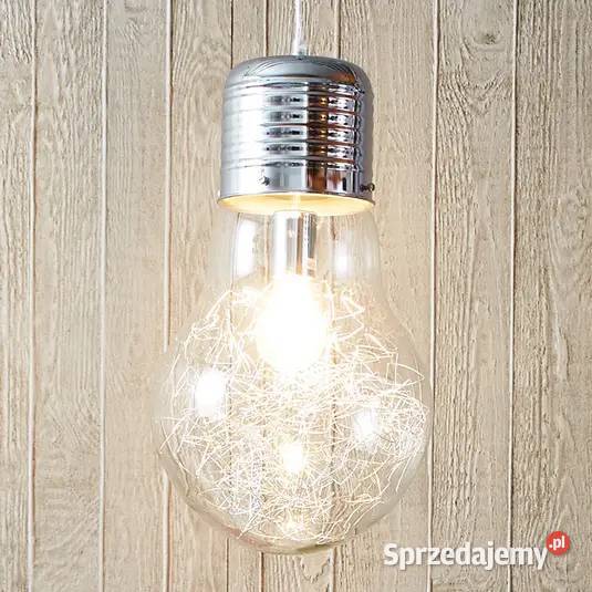 2 Lampy wiszące Bombilla srebrne Wyposażenie wnętrz Rąbień sprzedam