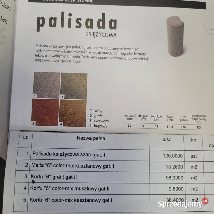 Palisada księżycowa h 30 Obrzeża i palisady