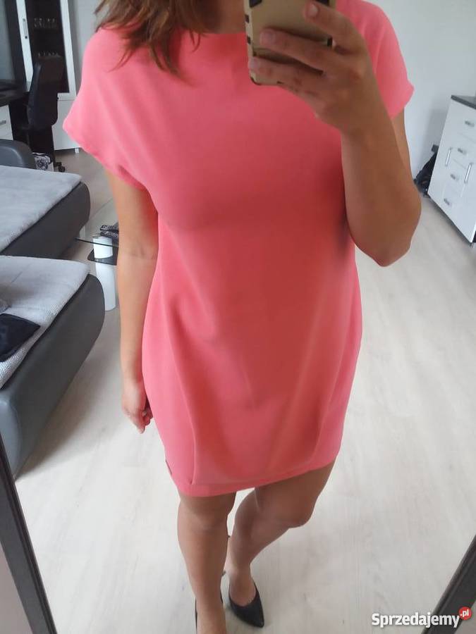Sukienka różowa 40 L Nowa dzianinowa ciepła