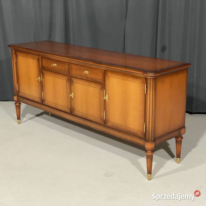 Intarsjowana komoda na zwężanych nogach Warrings Gryfice